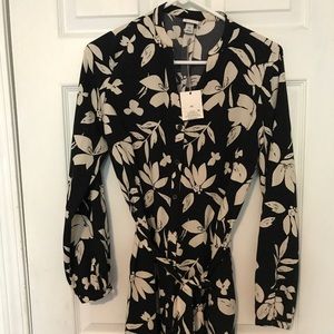 A new day white black button floral dress
